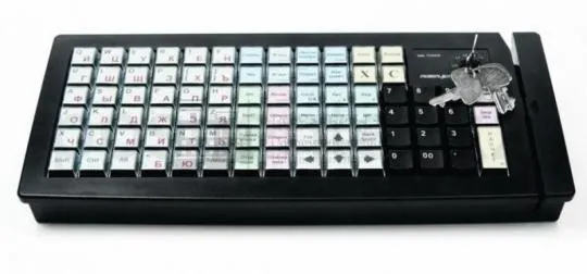 программируемая клавиатура posiflex kb-6600u-b черная c ридером магнитных карт на 1-3 дорожки, usb в казахстане