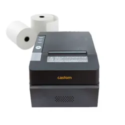 комплект 11. принтер чеков castom pos80 usb+ термолента 80х50х12 (45 метров,96 шт в ящике, 9 шт в упаковке)- 5 рулонов