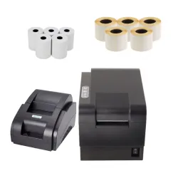 комплект 8. принтер чеков xprinter xp58ii usb+ принтер этикеток xprinter xp-235b usb+ термолента 57х26а (26 метров, 400 шт в ящике, 20 шт в упаковке)- 5 рулонов+ этикетки 58х40 (500 эт/рул, 72 шт в ящике)- 5 рулонов